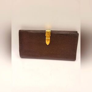 VINTAGE GUCCI Black & Red Leather Wallet W/Gold Belt Buckle Clasp